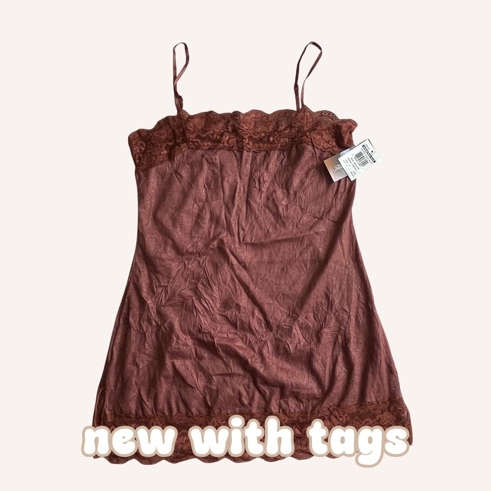 NORDSTROM RACK STARGAZER tank top NWT 2000s lace toffee brown